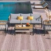 Outdoor 4 Pcs Furniture Set, Sectional Sofa Set with Armrest Chairs and Coffee Table, Chat Chairs with Steel Frame and PE Cushions-Coolbibila - 3 of 4