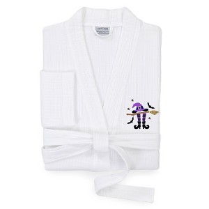Linum Home Textiles 100% Turkish Cotton Unisex Smyrna Hotel/Spa Embroidered Robes - Hat-Broom-Legs - 1 of 4