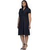 24seven Comfort Apparel Plus Size Short Sleeve Knee Length V Neck Rouched Wrap Dress - 4 of 4