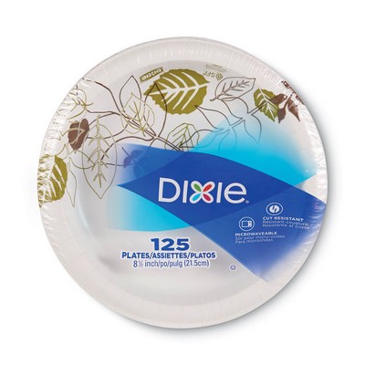 Dixie Pathways Mediumweight Disposable Paper Plates, 9-inch, Green and Burgundy, 125-Pack