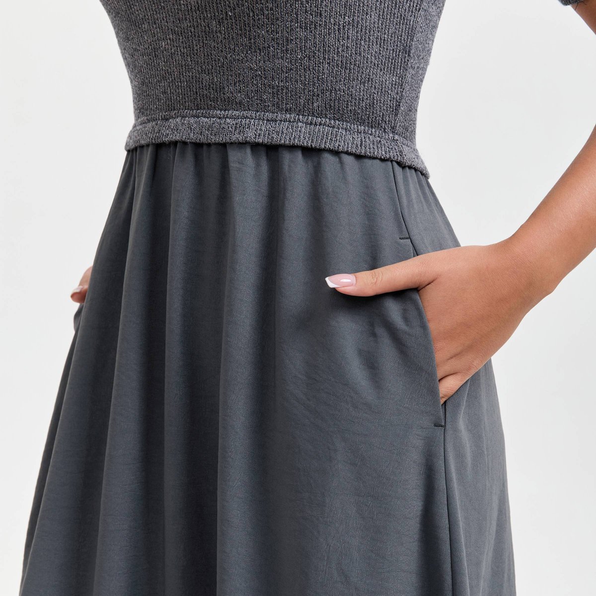 Женские платья A New Day Women's Short Sleeve Twofer Midi Dress - A New Day™ Gray M — фото 6