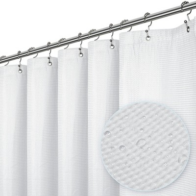 LiBa Premium Waffle Weave Shower Curtain - Water Repellent and Heavyweight, Hotel Quality, Machine Washable Liner for Bathroom