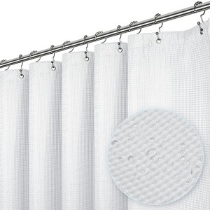 LiBa Premium Waffle Weave Shower Curtain - Water Repellent and Heavyweight, Hotel Quality, Machine Washable Liner for Bathroom - 1 of 4