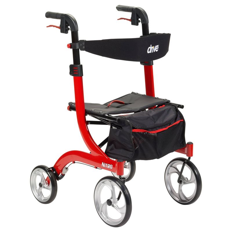 Drive Medical Nitro Euro Style Walker Rollator, Red, 1 of 14