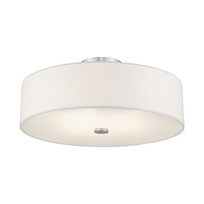 Brushed Nickel 4-Light Semi-Flush Drum Ceiling Fixture