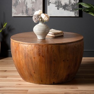 31.5" Fir & MDF Barrel Coffee Table w/ Storage - 1 of 4