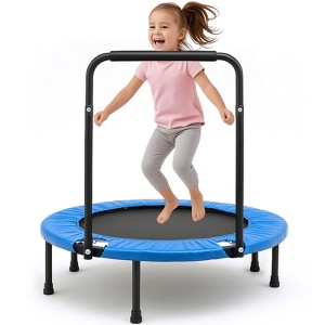 SUGIFT Kids Indoor Outdoor Trampoline with Handrail, 36" Mini Rebounder for Toddlers, Safety Pad & Foldable Design - 1 of 4