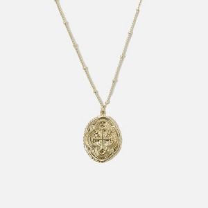 sanctuaire Oval Coin Medallion Cross Necklace - 1 of 4