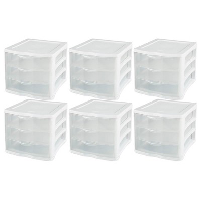 Sterilite Clear Plastic Stackable Small 3 Drawer Storage System For ...
