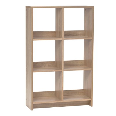 Ash Brown Adjustable 6-Cube Wood Organizer for Versatile Storage