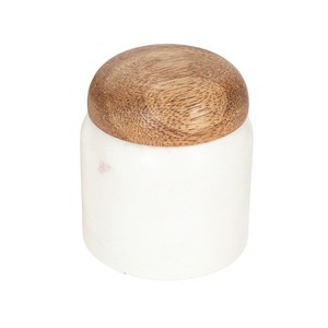 Storied Home Modern Marble Canister with Wood Lid - 1 of 4