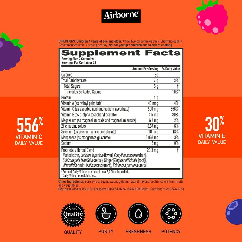 Airborne Kids Immune Support Gummies with Vitamin C &#38; Zinc - Assorted Fruit - 42ct, 4 of 11