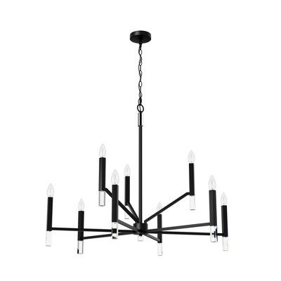 Matte Black 9-Light Modern Candle Chandelier
