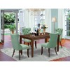 5-Piece Rectangular Mahogany Finish Solid Wood Top-Upholstered Dining Room Set-Seats 4 - 2 of 4
