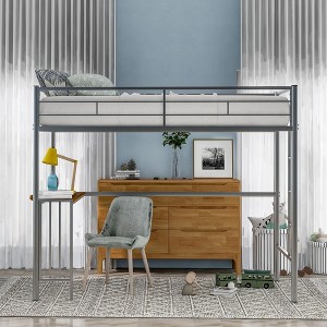 NicBex Twin Size Bunk Bed with L-Shaped Desk Loft Bed Metal Bed Frame with Ladder and Full Length Guardrails, No Box Spring Required - 1 of 4
