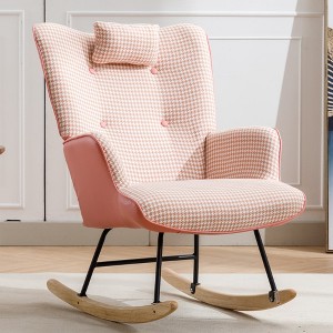 35.5 Inch Rocking Chair Comfy Wingback Glider Rocker with Safe Solid Wood Base for Living Room Bedroom - 1 of 4