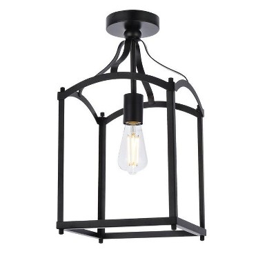 Black Iron Indoor/Outdoor 1-Light Flush Mount Fixture