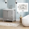 Osparple 30" Bathroom Vanity with Ceramic Sink Solid Wood Frame Bathroom Sink Vanities with Multi-functional Cabinet - 3 of 4