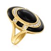 Ross-Simons Black Onyx and 0.18 ct. t.w. Diamond Ring With Black Enamel in 18kt Gold Over Sterling - 3 of 4
