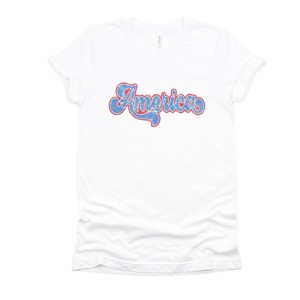 Simply Sage Market Grunge America Cursive Short Sleeve Tee - XS - White - 1 of 4