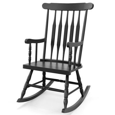 Tangkula Wooden Rocking Chair Single Rocker Indoor Garden Patio Yard Black