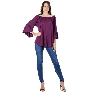 Womens Bell Sleeve Loose Fit Tunic Top - 24seven Comfort Apparel™ - 1 of 4