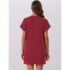 cheibear Womens Nightgown Sleep Dress Short Sleeve CrewNeck Soft Night Dress with Pockets - 4 of 4