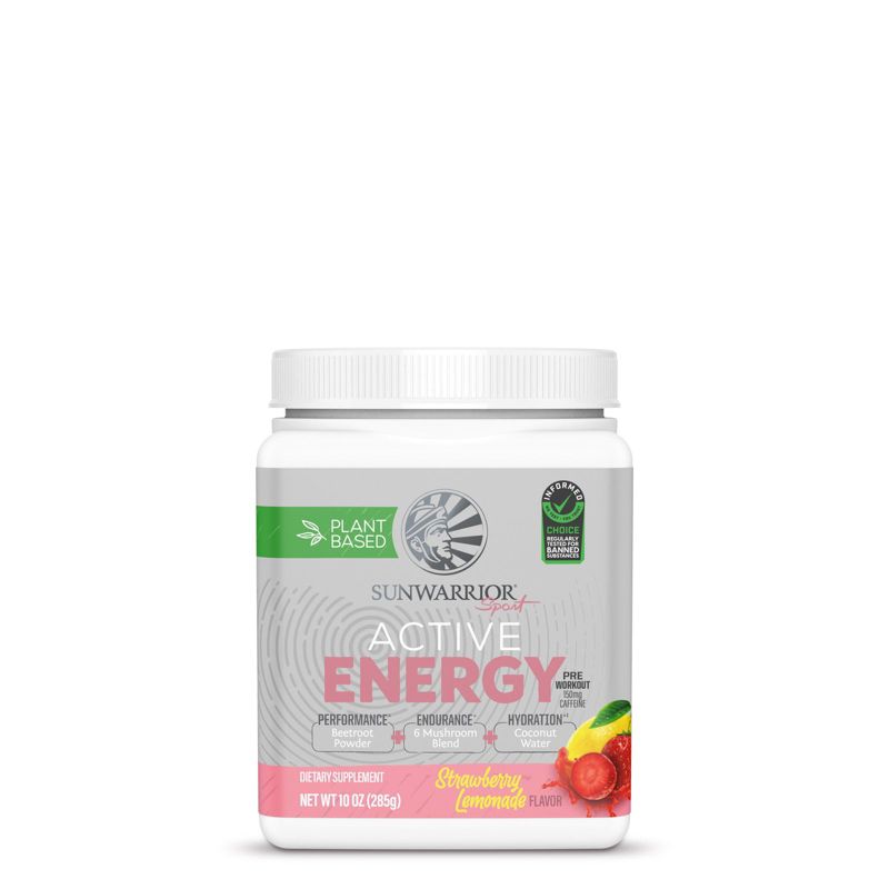 Sunwarrior Active Energy Pre-Workout Plus Hydration Powder, Strawberry Lemonade, 285g, 1 of 5