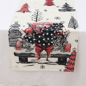Unique Bargains Table Runner Rectangular Winter Christmas Pattern 3 Linen Colorful 1 Pc - 1 of 3