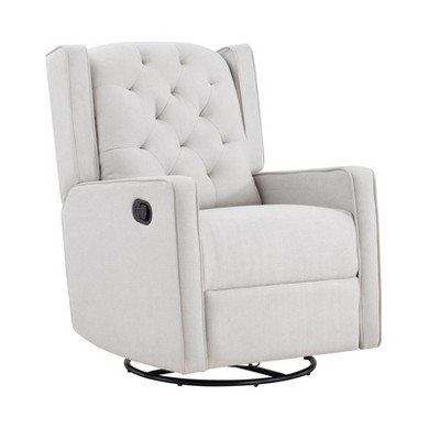 Suite Bebe Bryton Gliding Swivel Recliner Accent Chair - Tufted - Woven Gray Fabric
