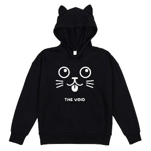 The Void Big Cat Face Youth Girl's Black Long Sleeve Cosplay Hoodie With 3D Hoodie - 1 of 2