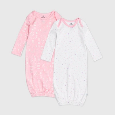 Honest Baby Girls' 2pk Organic Cotton Love Dot Nightgown - 0-6M