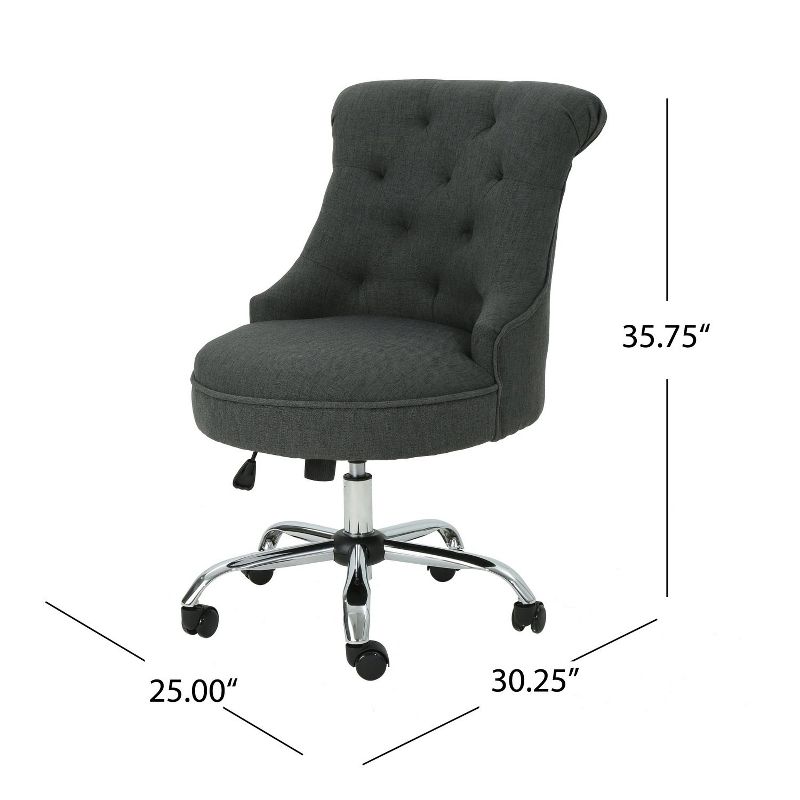 Small Office Computer Chair with Wheels, Comfy Cute Armlees Rolling Chair No Arm for Adult, Vanity Modern Home Chair-Maison Boucle, 3 of 11