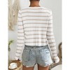 Womens Tie Front Stripe Cardigans Summer Long Sleeve Knit Shrug for Dress Sweaters Crop Tops - 3 of 3