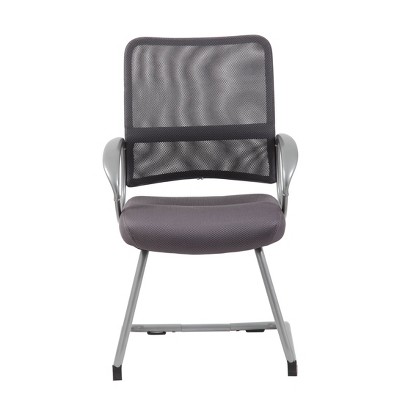 Charcoal Gray High Back Mesh Guest Chair with Pewter Metal Base