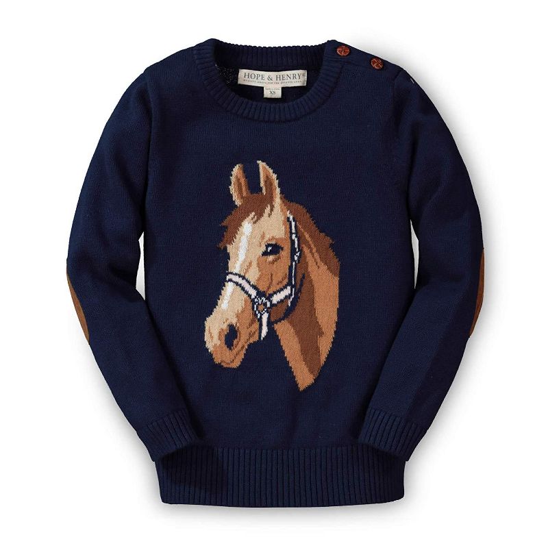Hope & Henry Girls' Horse Intarsia Pullover Sweater, Infant, 1 of 8
