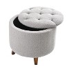 CAVINAS Modern Round Teddy Fleece Ottoman Bench with Storage,Small Button Tufted Storage Ottoman for Living Room - 2 of 4