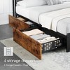 Whizmax Bed Frame with Storage, Linen Upholstered Headboard, 4 Drawers, Charging Station, No Box Spring Needed, Easy Assembly, Vintage Brown - 3 of 4