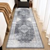 Faux Wool Boho Vintage Floral Printed Area Rug Ultra Thin Low Pile, Machine Washable Stain Resistant  Non Slip Non Shedding Pet Friendly Floor Rug - 2 of 4