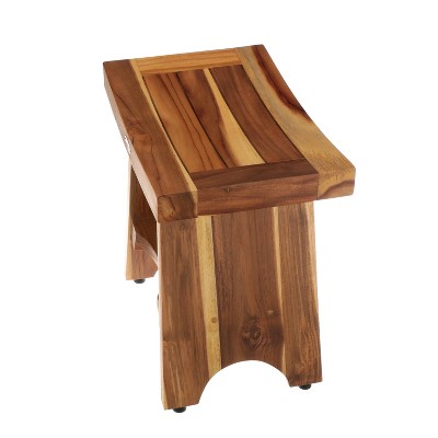 Serenity 20" EarthyTeak Solid Wood Spa Shower Bench with Shelf