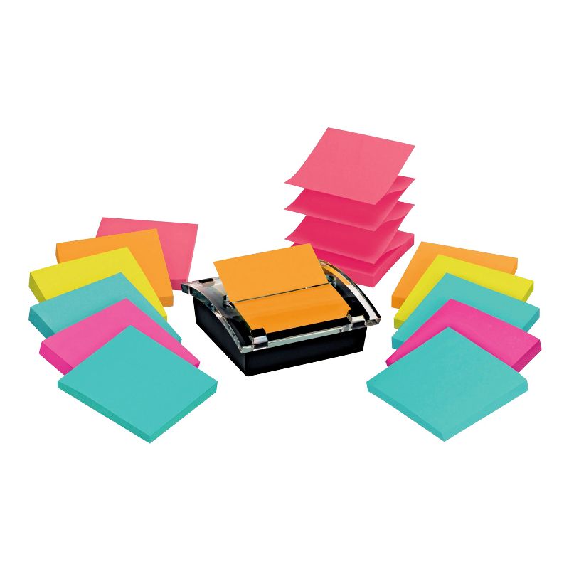 Post-it Pop-Up Super Sticky Notes Dispenser Value Pack, 3 x 3 Inches, Assorted Colors, 12 Pads of 90 Sheets, 5 of 6