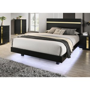 TiramisuBest Modern White 3pc Bedroom Set Queen Size Bed w LED 2x Nightstands Mattress Ready Furniture Acrylic Trim - 1 of 4