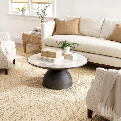 Handmade Braided Cotton Rectangular Rug in Natural Beige, 6' x 9'