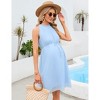 Maternity Halter Neck Dress Sleeveless Ruffle Flowy A-Line Mini Dresses - 4 of 4