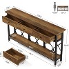 Tribesigns 70.86" Extra Long Console Sofa Table with 3 Drawers, Industrial 2-Tier Narrow Entryway Table for Living Room, Hallway - 3 of 4