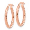 Black Bow Jewelry 2.25mm Polished Checkered Oval Hoops in 14k Rose Gold, 23mm - 2 of 4