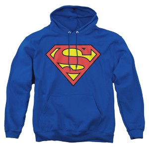 Superman Classic Logo Unisex Adult Pull-Over Heather Hoodie, Small, Royal Blue - 1 of 4