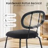 Mid-Century Dining Chairs Set of 2/4/6, Modern Velvet Upholstered Dining Room Chairs with Rattan Backrest & Sturdy Metal Legs, Perfect, Black/Green - 4 of 4
