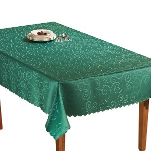Collections Etc Fancy Scroll Scalloped Edge Festive Tablecloth - 1 of 2