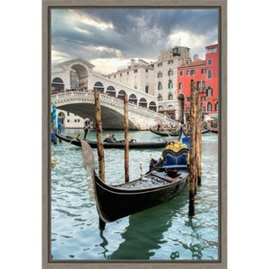 Amanti Art Gondola Rialto Bridge Italy by Alan Blaustein Canvas Wall Art Print Framed 16 x 23-in. - 1 of 4
